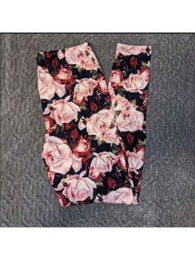 Floral on black leggings